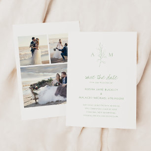 Alisha Sage Green Botanical Elegant Wedding Save The Date