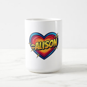 Alison Name Colourful Heart Comic Pop Art Gift Coffee Mug