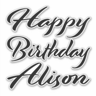 Alison name first name black Sticker birthday