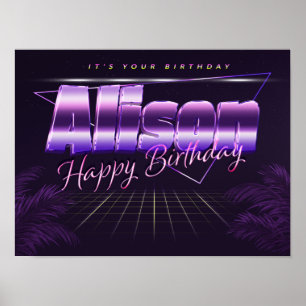 Alison Name Vorname lila retro Poster Geburtstag