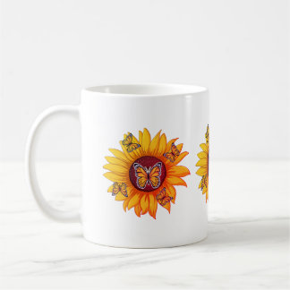 Alison Personalised Sunflower with butterfly Coffee Mug