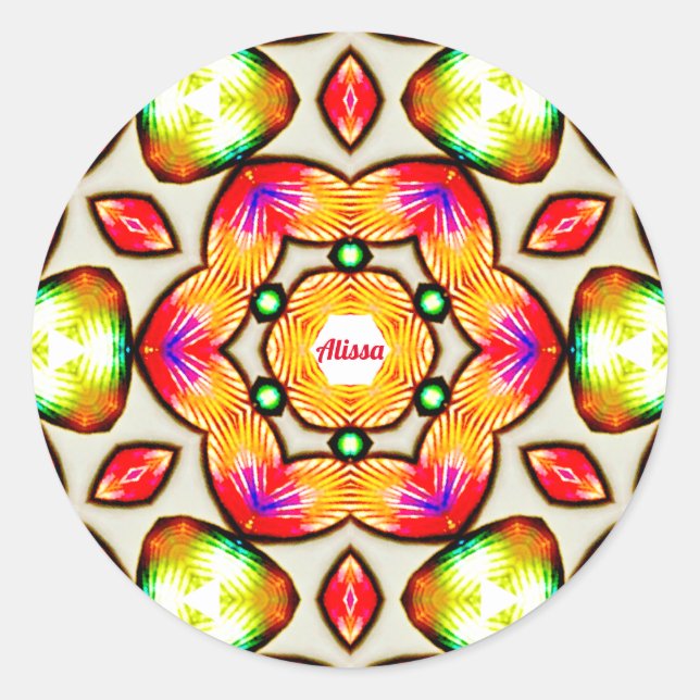 ALISSA ~ Bright Shell Pattern ~ Personalized Classic Round Sticker (Front)
