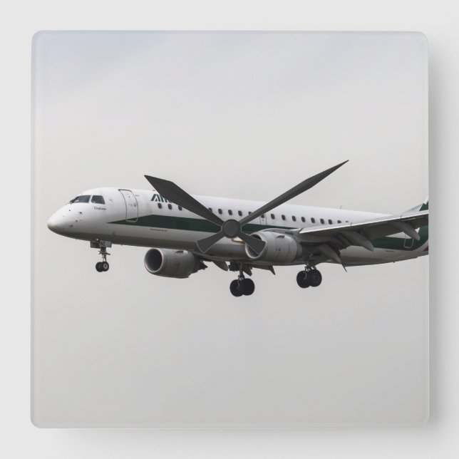 Alitalia Embraer 190 Square Wall Clock (Front)