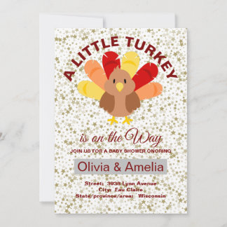 ALittle Turkey On The Way Thanksgiving Baby Shower Invitation