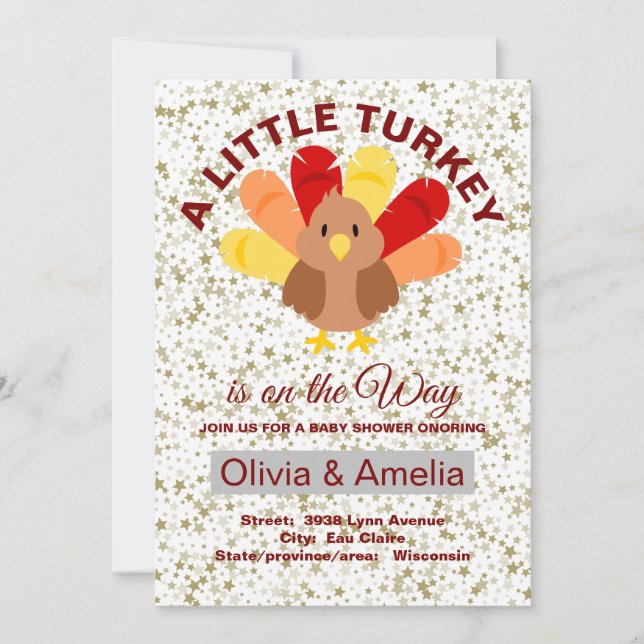 ALittle Turkey On The Way Thanksgiving Baby Shower Invitation (Front)