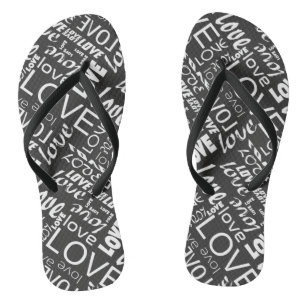 Alive Black and White Gallery Love Words Art Flip Flops