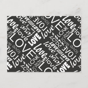 Alive Black and White Gallery Love Words Art Postcard