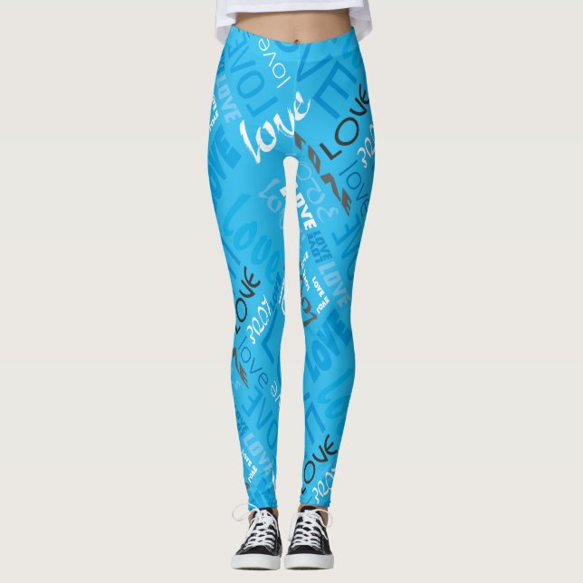 Alive Cyan Gallery Love Words Art Leggings (Front)