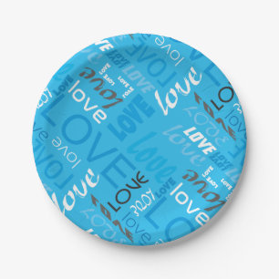 Alive Cyan Gallery Love Words Art Paper Plate
