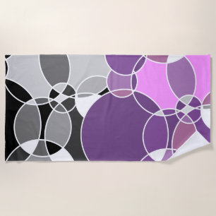 Alive Grey Geometric Overlapped Circles Beach Towel
