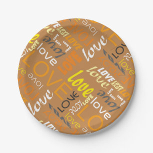 Alive Orange Gallery Love Words Art Paper Plate