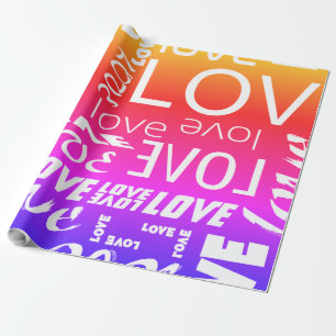Alive Varicolored Gallery Love Words Art Wrapping Paper