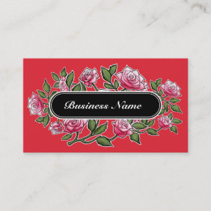 Alizarin Crimson Graphic Square Floral Business Card