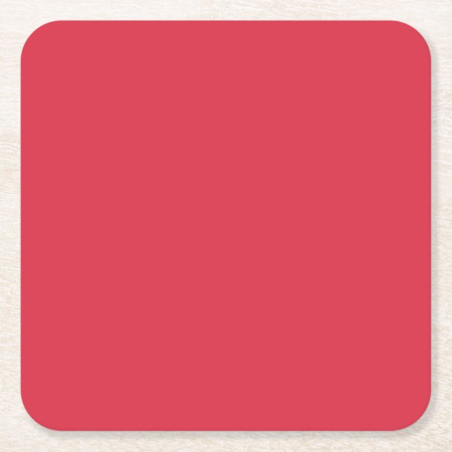 Alizarin (solid colour)  square paper coaster (Front)