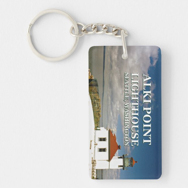 Alki Point Lighthouse, Seattle Washington Key Ring (Front)