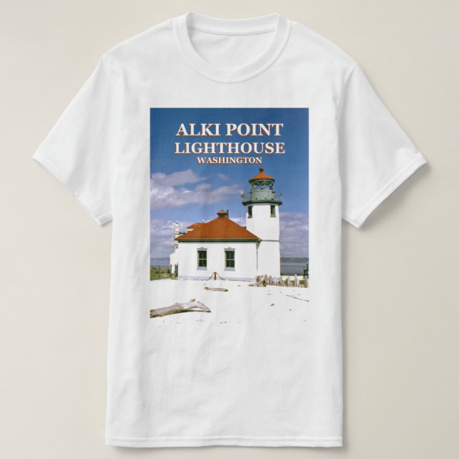 Alki Point Lighthouse, Seattle Washington T-Shirt (Design Front)