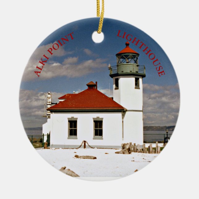 Alki Point Lighthouse, Washington Ornament (Front)