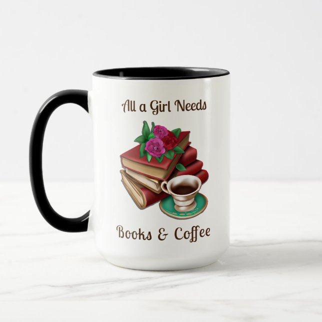 All a Girl Needs | Books and Coffee Mug (Left)