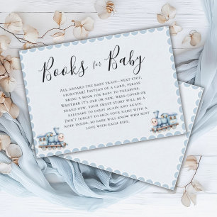 All Aboard Baby Train Books for Baby Blue Shower Enclosure Card