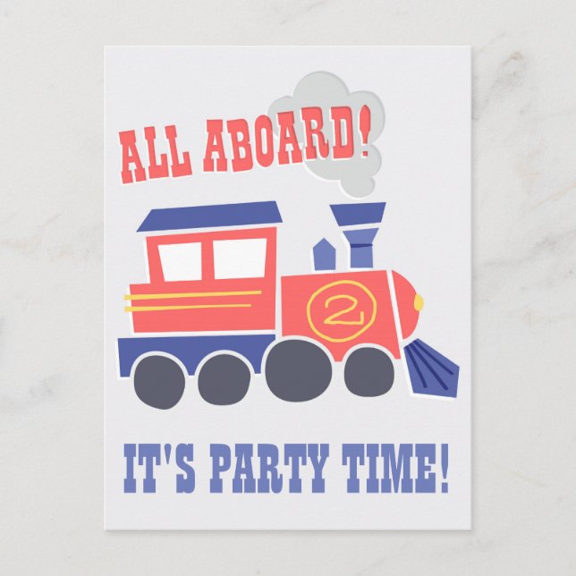 All Aboard Birthday Postcard Invite (Front)