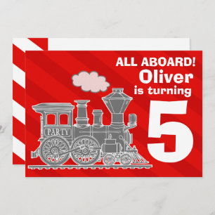 All aboard boys train birthday party invite