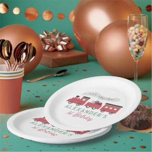 All Aboard Christmas Steam Train Birthday Paper Plate