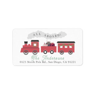 All Aboard Christmas Steam Train Return Address Label