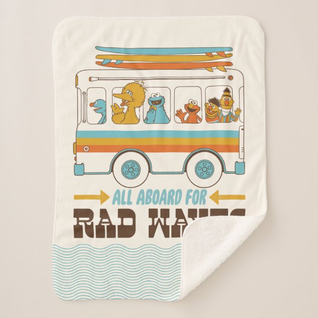 All Aboard for Rad Waves Sherpa Blanket (Front)