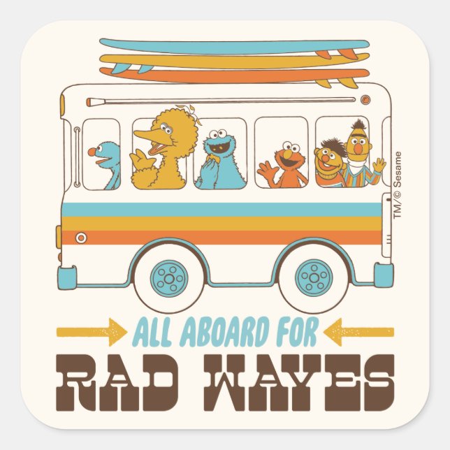 All Aboard for Rad Waves Square Sticker (Front)