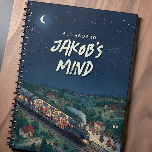 All Aboard Night Train Personalised Thought Notebook
