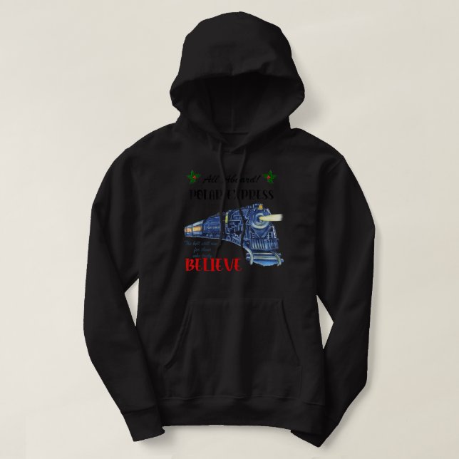 All Aboard Polar Express Train Ride Believe Christ Hoodie (Design Front)
