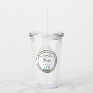 All Aboard the Baby Express Train Boy Baby Shower Acrylic Tumbler