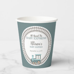 All Aboard the Baby Express Train Boy Baby Shower Paper Cups