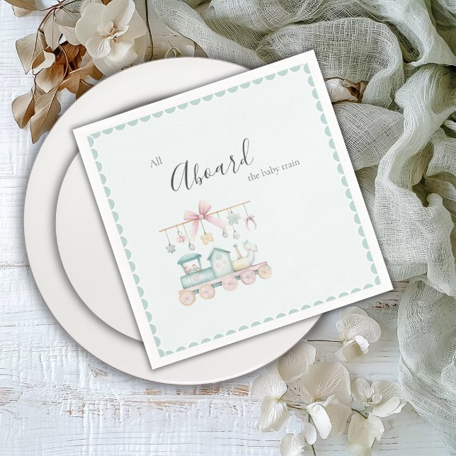 All Aboard the Baby Train Baby Shower Napkin (Creator Uploaded)