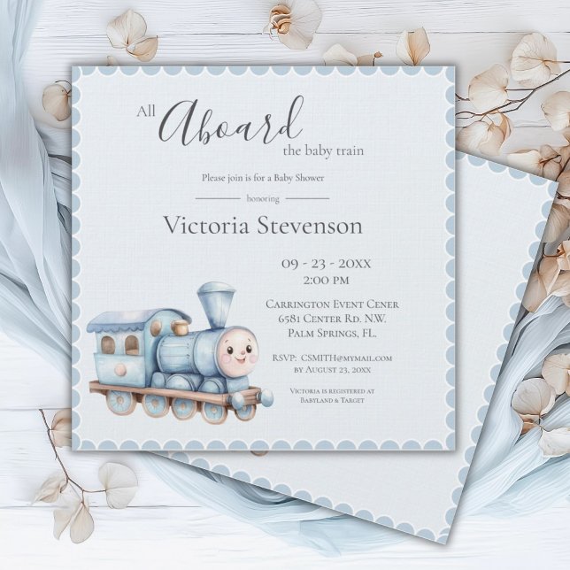All Aboard the Baby Train Blue Boy Baby Shower (Creator Uploaded)