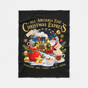 All Aboard The Christmas Express Train Santa Holid Fleece Blanket