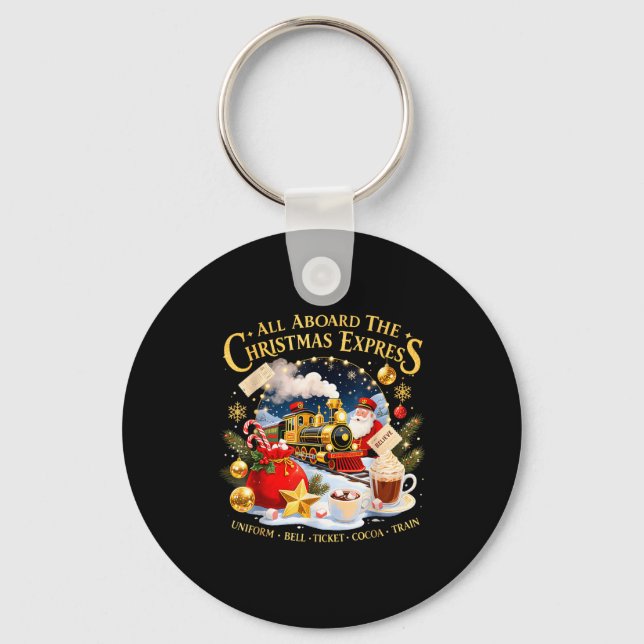 All Aboard The Christmas Express Train Santa Holid Key Ring (Front)