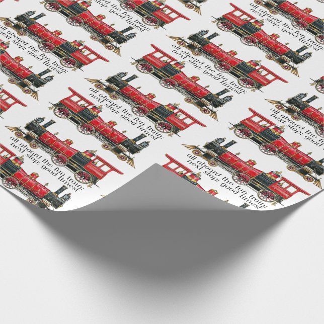 All aboard the fun train, next stop: good times! wrapping paper (Corner)