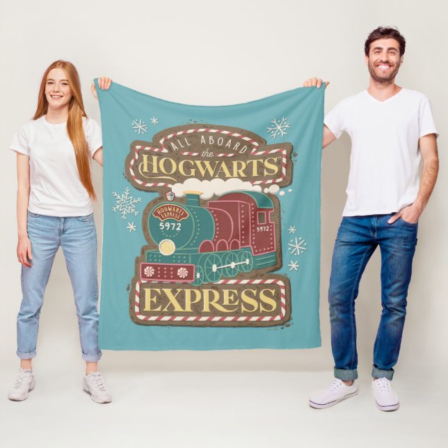 All Aboard the HOGWARTS™ Express Christmas Cookie Fleece Blanket (In Situ)