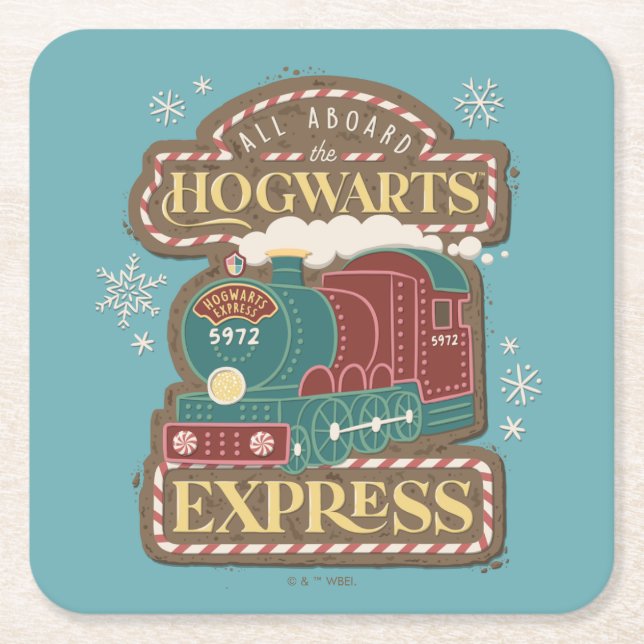 All Aboard the HOGWARTS™ Express Christmas Cookie Square Paper Coaster (Front)