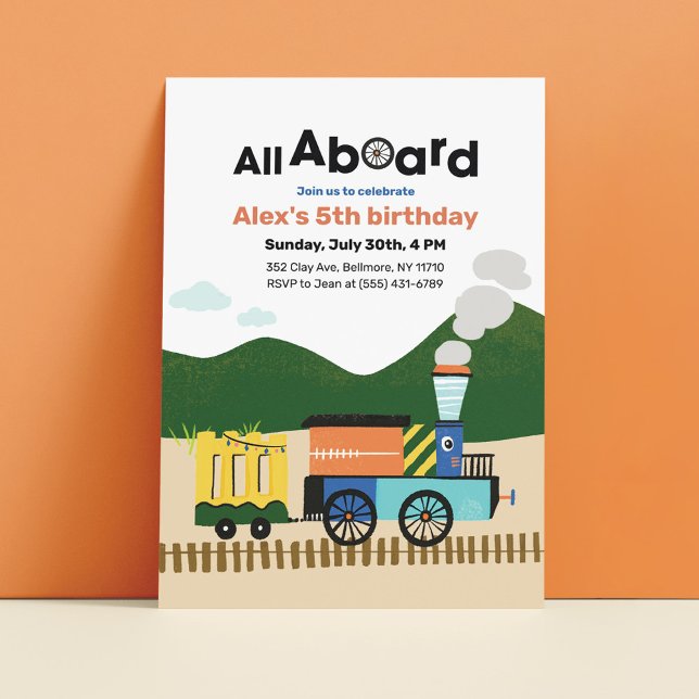 All Aboard the Train Birthday Party Invitations (Creator Uploaded)