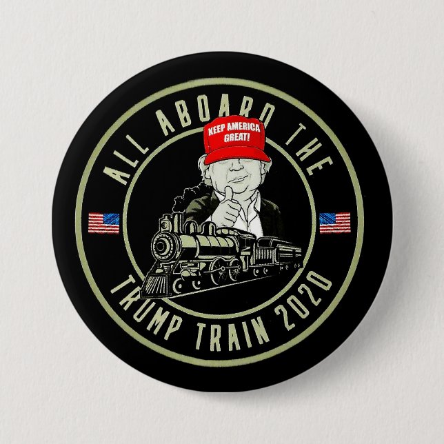 All Aboard The Trump Train 2020 7.5 Cm Round Badge (Front)