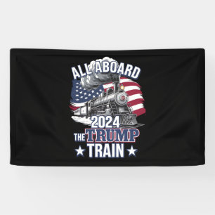 All Aboard The Trump Train Trump 2024 Patriotic US Banner