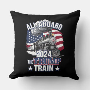 All Aboard The Trump Train Trump 2024 Patriotic US Cushion