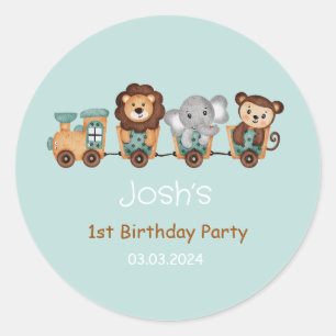 ALL ABOARD Train Fiesta Kids Birthday Label