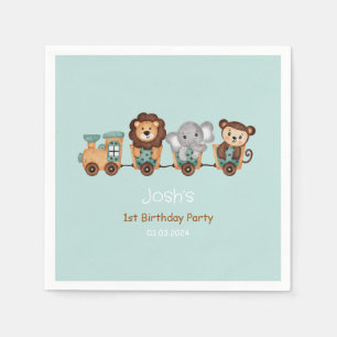 ALL ABOARD Train Fiesta Kids Birthday Napkin