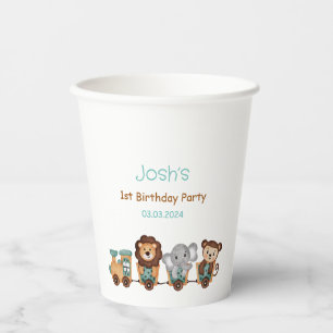 ALL ABOARD Train Fiesta Kids Birthday Paper Cups