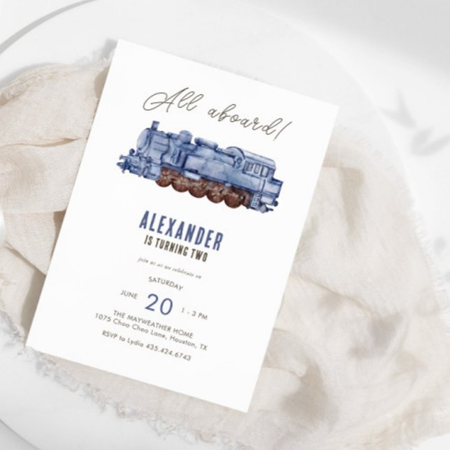 All Aboard! Train Kids Birthday Party Invitation (Available for print and digital download! Enjoy the best of both worlds.)