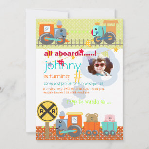 All aboard, trains birthday party invites