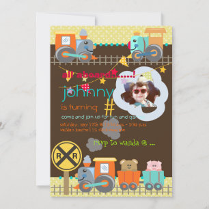 All aboard, trains birthday party invites